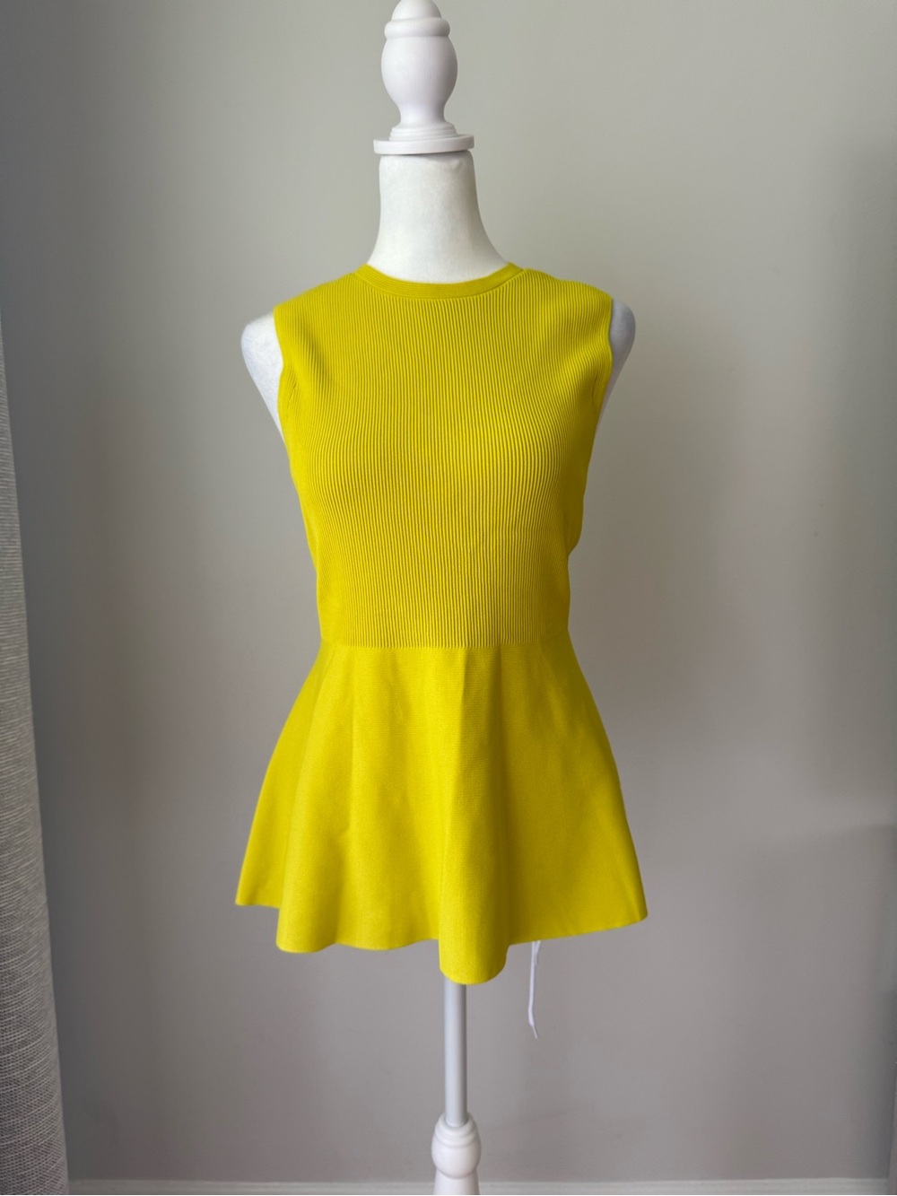 Theory Bright Yellow Sleeveless Peplum Tank